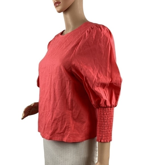 Stella & Dot Double Take 2 Way Puff Sleeve Top Size M Coral - Picture 2 of 5